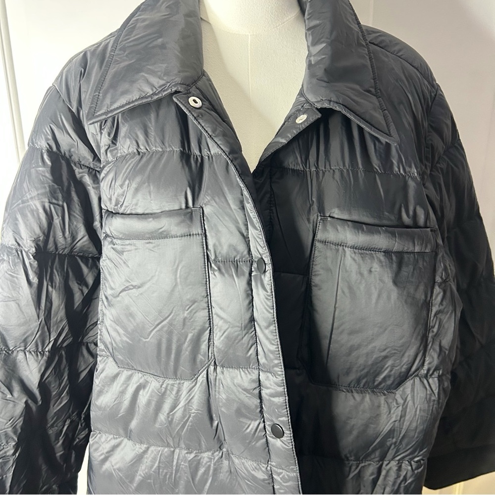 J JILL DOWN QUILTED LIGHTWEIGHT MID LENGTH BLACK PUFFER COAT (size 2X) - Picture 2 of 9